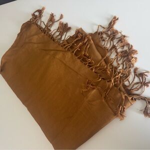 Fringed Warm Golden Tan Pashmina Scarf